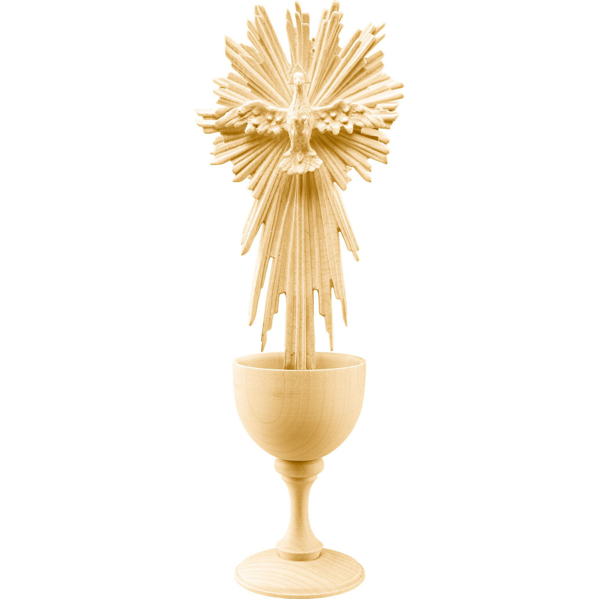 Wooden chalice with Holy Ghost with tail