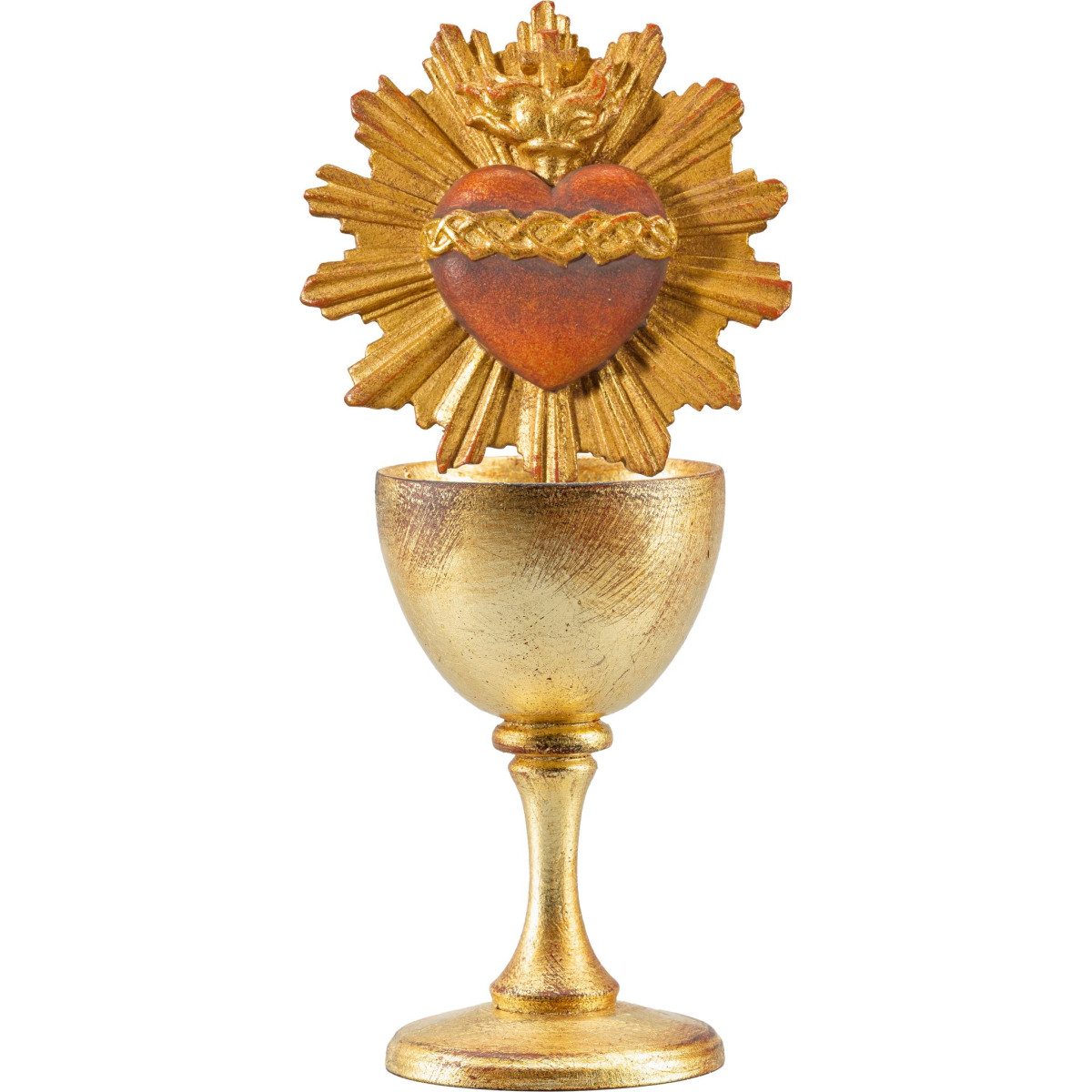 Cálice de madeira com Sacrado Coração de Jesus com auréola