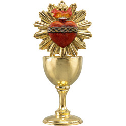Cálice de madeira com Sacrado Coração de Jesus com auréola