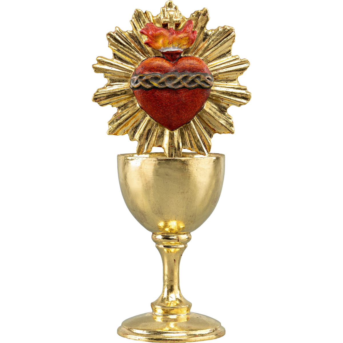 Cálice de madeira com Sacrado Coração de Jesus com auréola