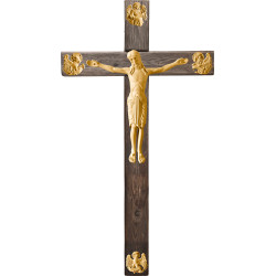 Corpus Romanic on cross Old wood with Evangelists