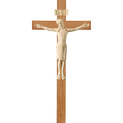 Cristo Românico em cruz de carvalho simples larga