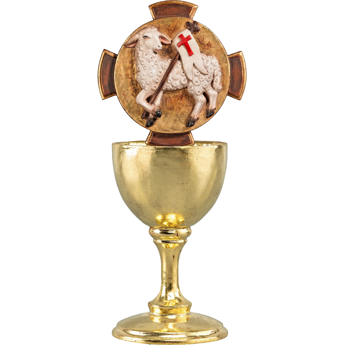 Wooden chalice with Agnus Dei