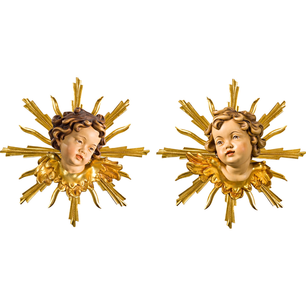 Casal cabeças de anjos com resplendor