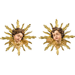 Casal cabeças de anjos com resplendor