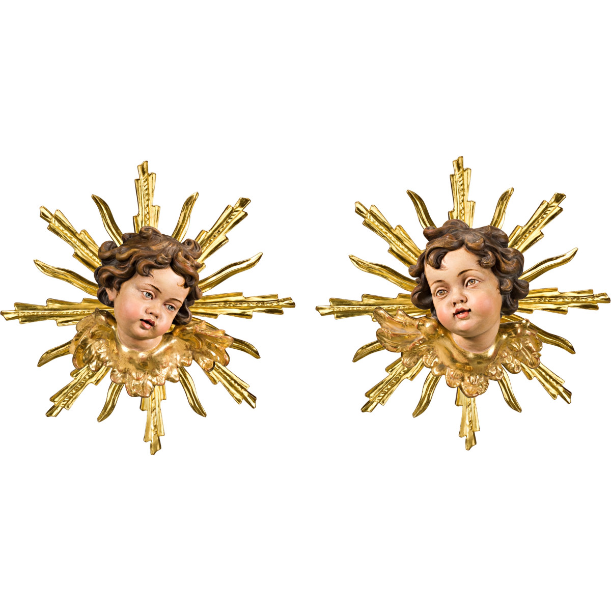 Casal cabeças de anjos com resplendor
