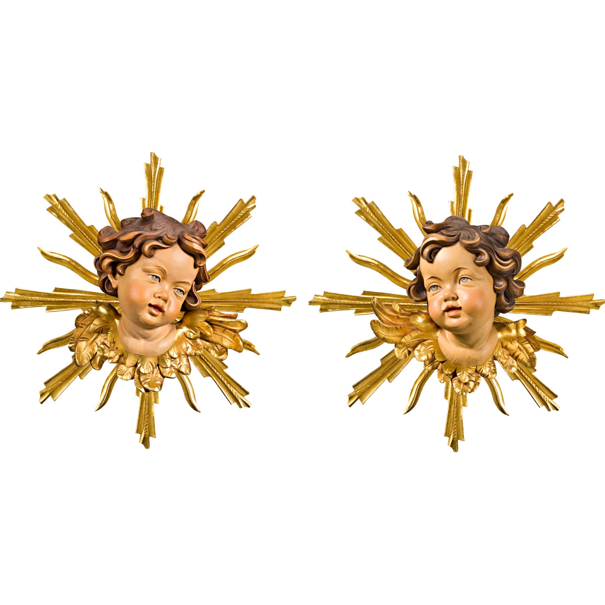 Casal cabeças de anjos com resplendor