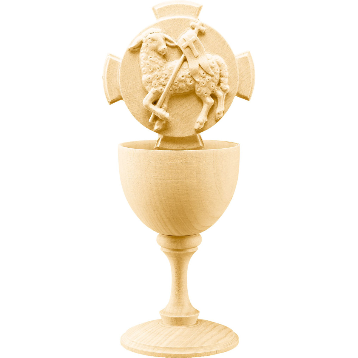 Wooden chalice with Agnus Dei