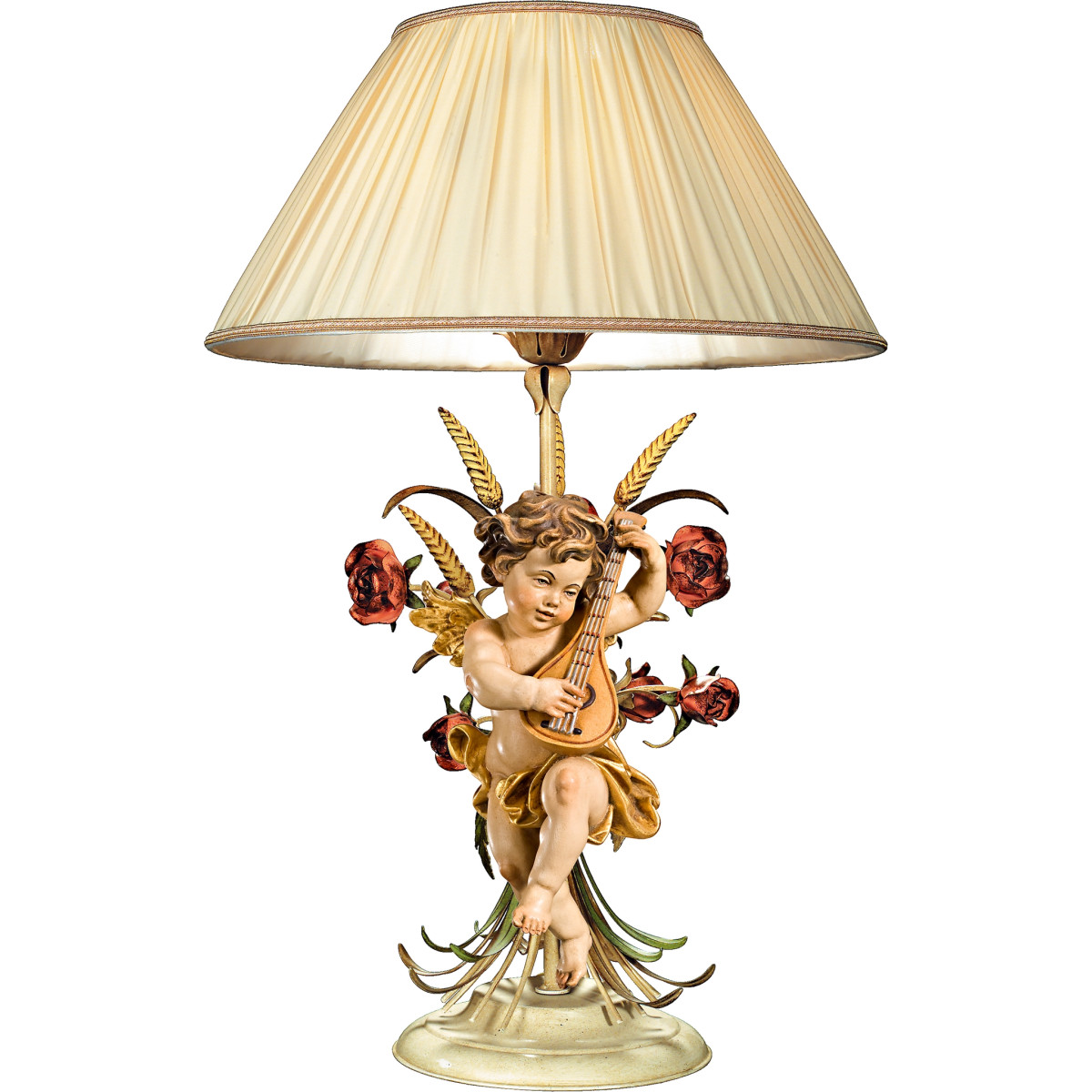 Table lamp with roses and Berglandputto with mandolin
