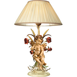 Tischlampe mit Rosen und Berglandputte Amor