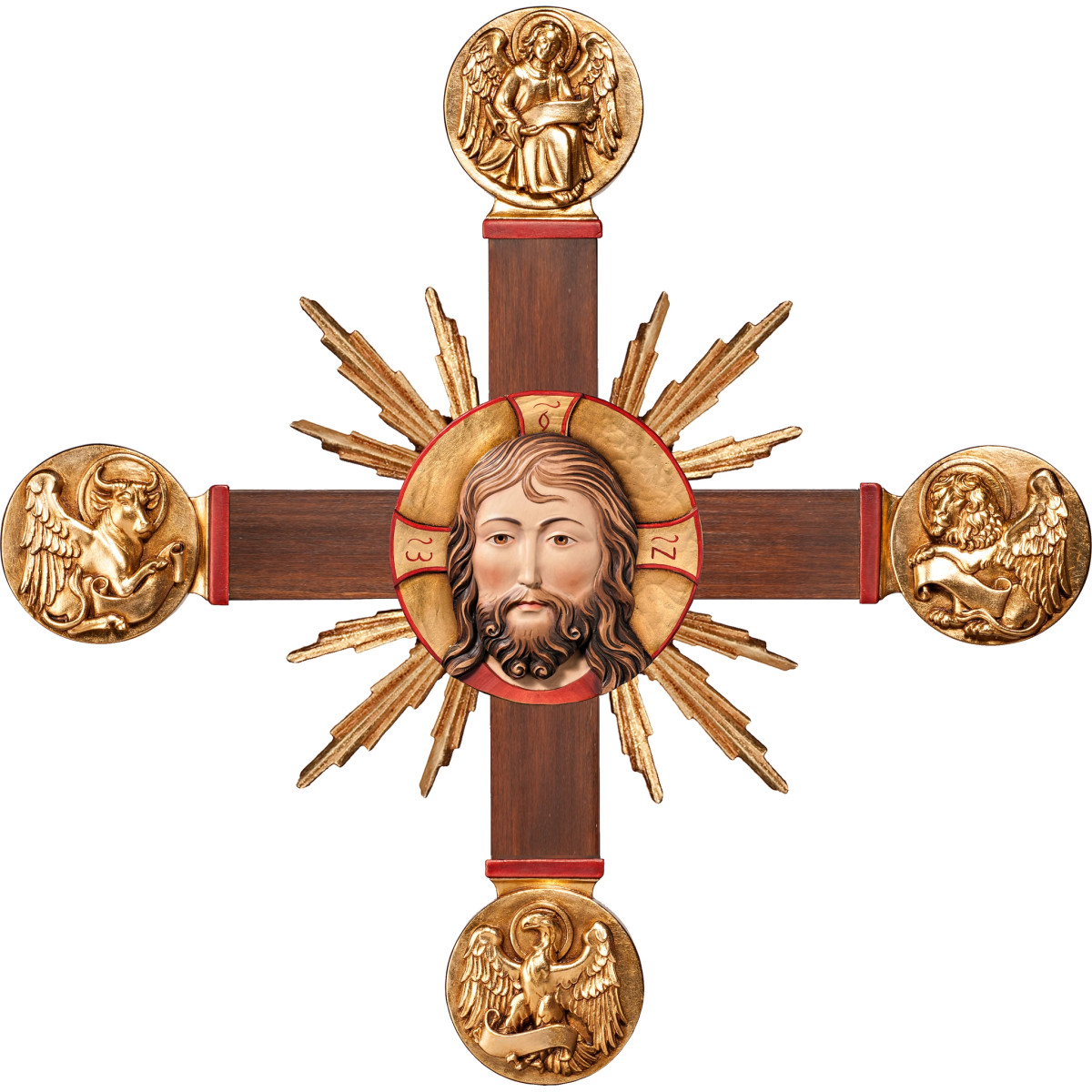 Cruz com Evangelistas, Cabeça de Cristo e raios