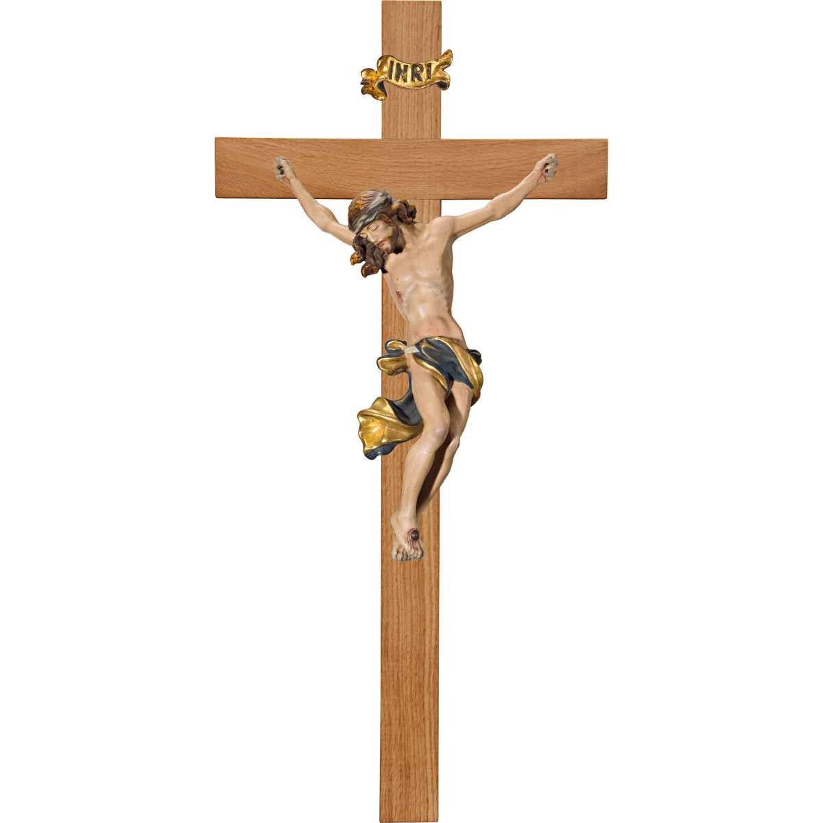 Cristo Barroco em cruz de carvalho simples larga