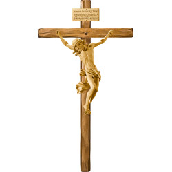 Corpus Baroque on straight cross with Titulus Crucis in hebrew - latin - greek
