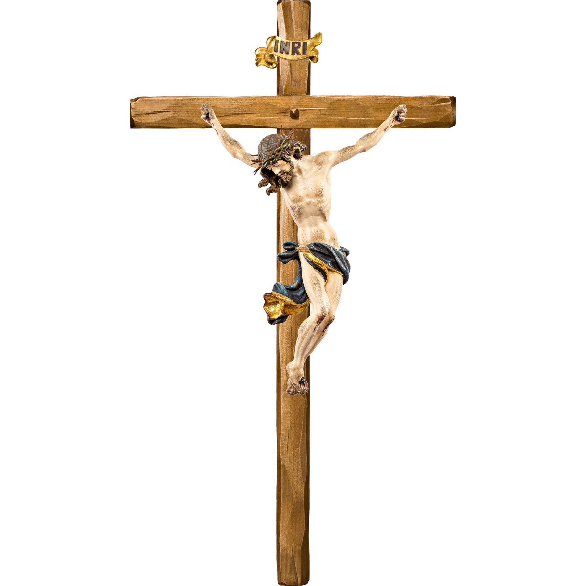Cristo Barocco con espinas en cruz recta