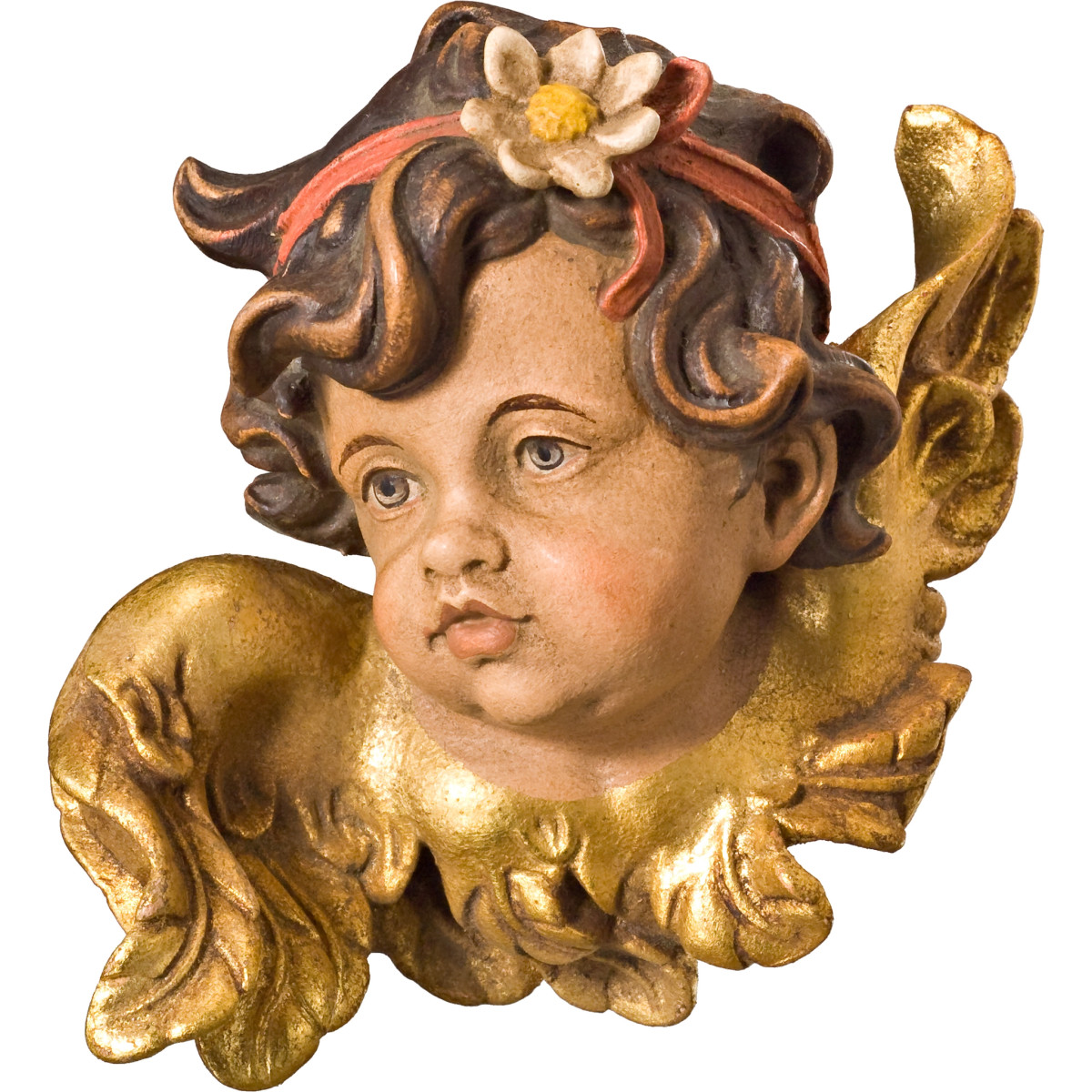 Cabeça de anjo com margarida