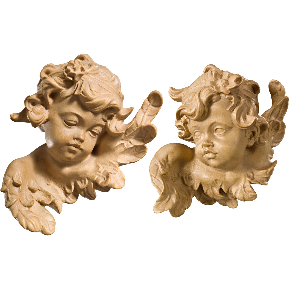 Puttoheadpair with rose and marguerite