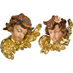 Puttoheadpair with rose and marguerite