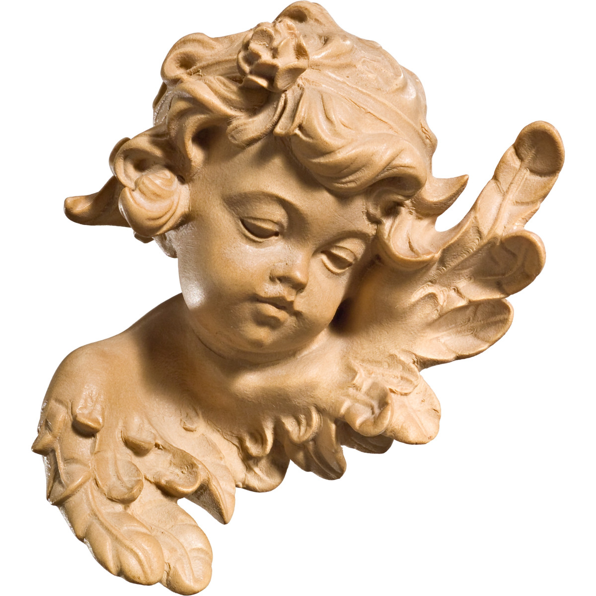 Cabeça de anjo com rosa