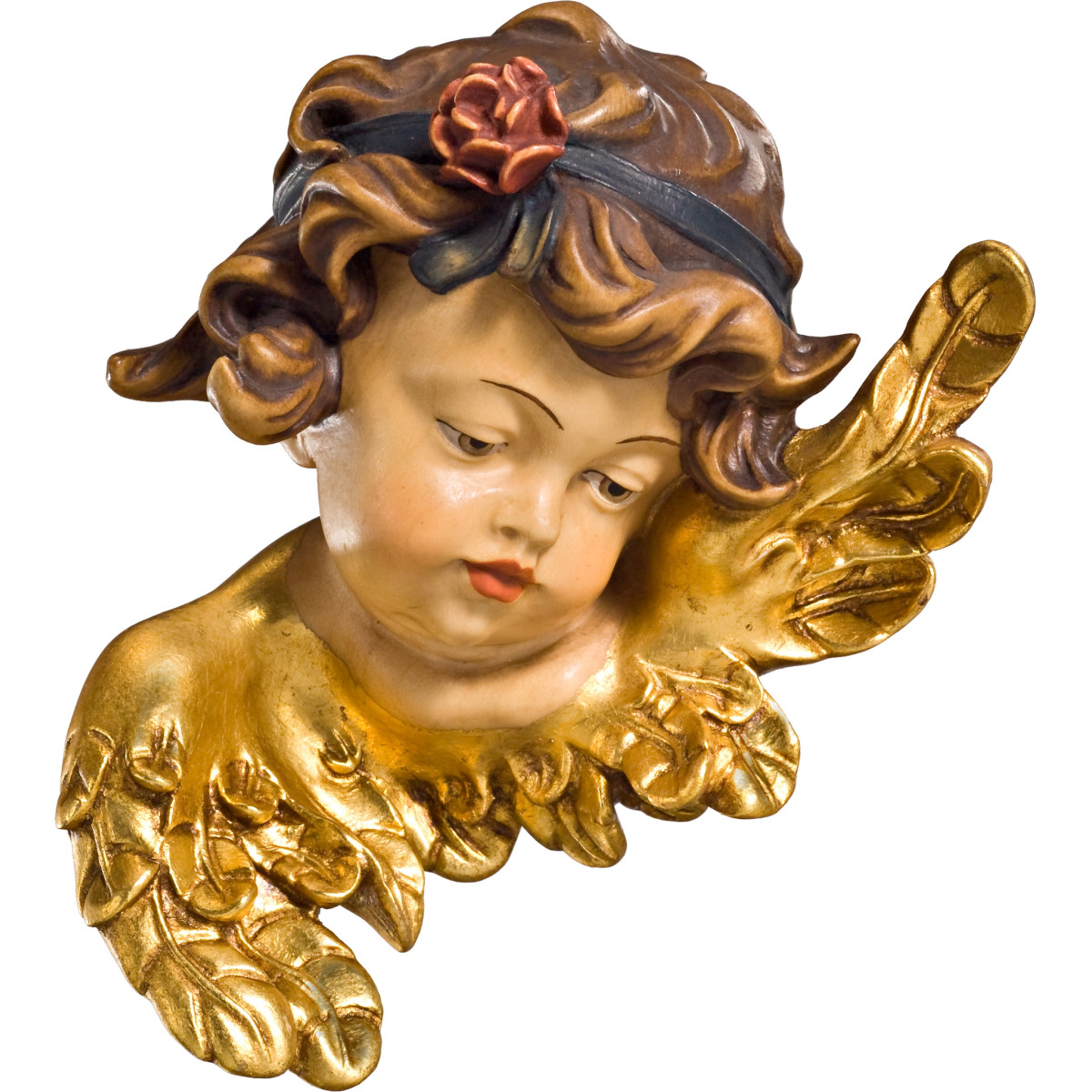 Cabeça de anjo com rosa
