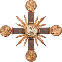 Cruz com Evangelistas, Cordeiro Pascal e raios