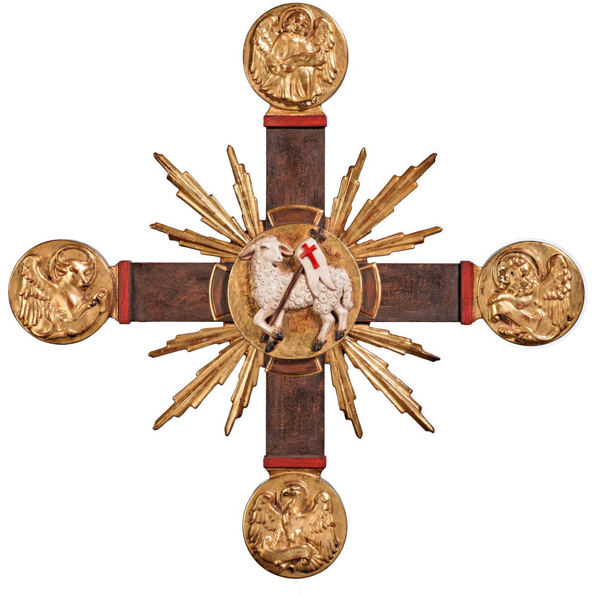 Croce con Evangelisti, Agnello Pasquale e raggi