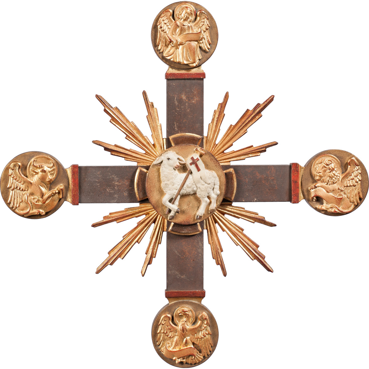 Cross with Evangelists, Easter Lamb and rays