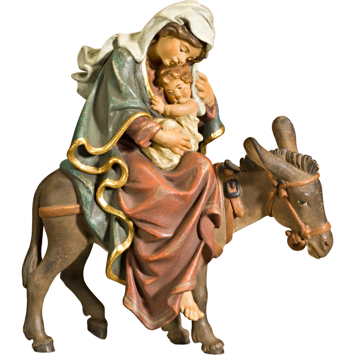 Mary on donkey for flight to Egypt