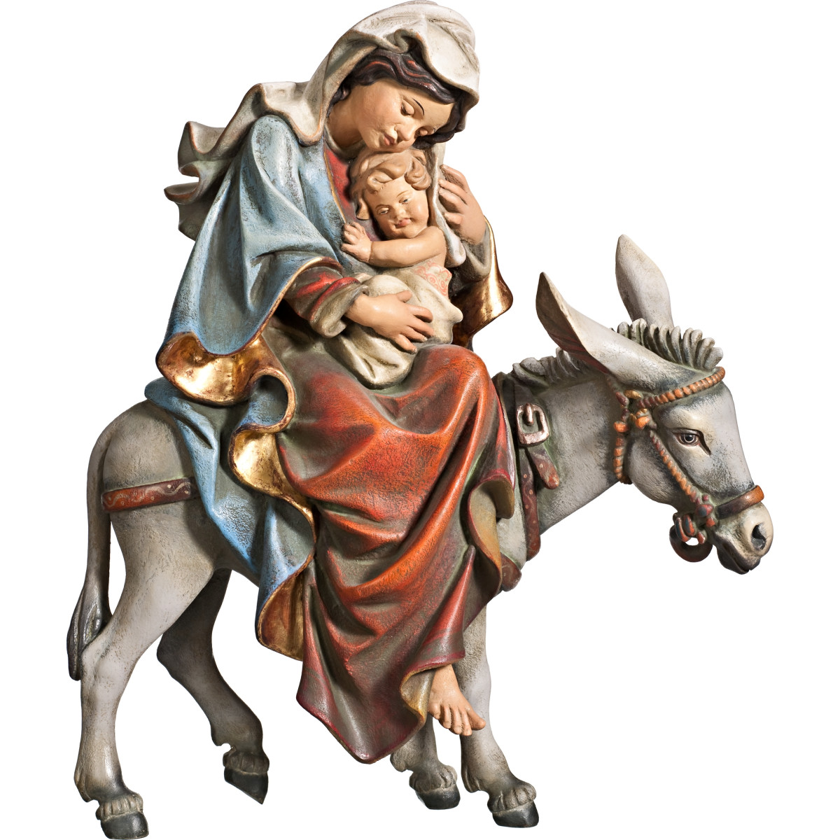 Mary on donkey for flight to Egypt