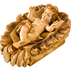 Gesù Bambino in culla intagliata