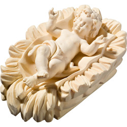 Gesù Bambino in culla intagliata