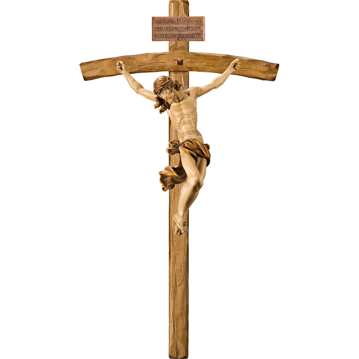 Corpus Baroque on bent cross with Titulus Crucis in hebrew - latin - greek