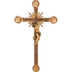 Corpus Baroque on cross with Evangelists and rays