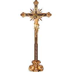 Corpus Pisa on cross baroque with rays on pedestal