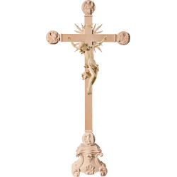 Cristo Barroco en Cruz con Evangelistas y rayos en peana