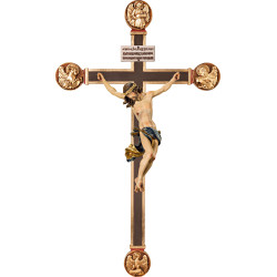 Corpus Baroque on cross with Evangelists and Titulus Crucis in hebrew - latin - greek