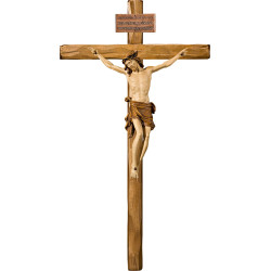 Cristo Pisa su croce dritta con Titulus Crucis in ebraico - latino - greco