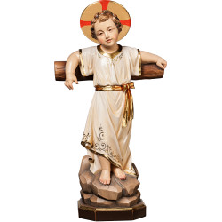 Jesus Child standing with cross and aureole