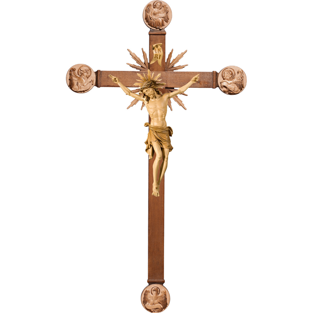 Cristo Pisa em cruz com Evangelistas e rayos