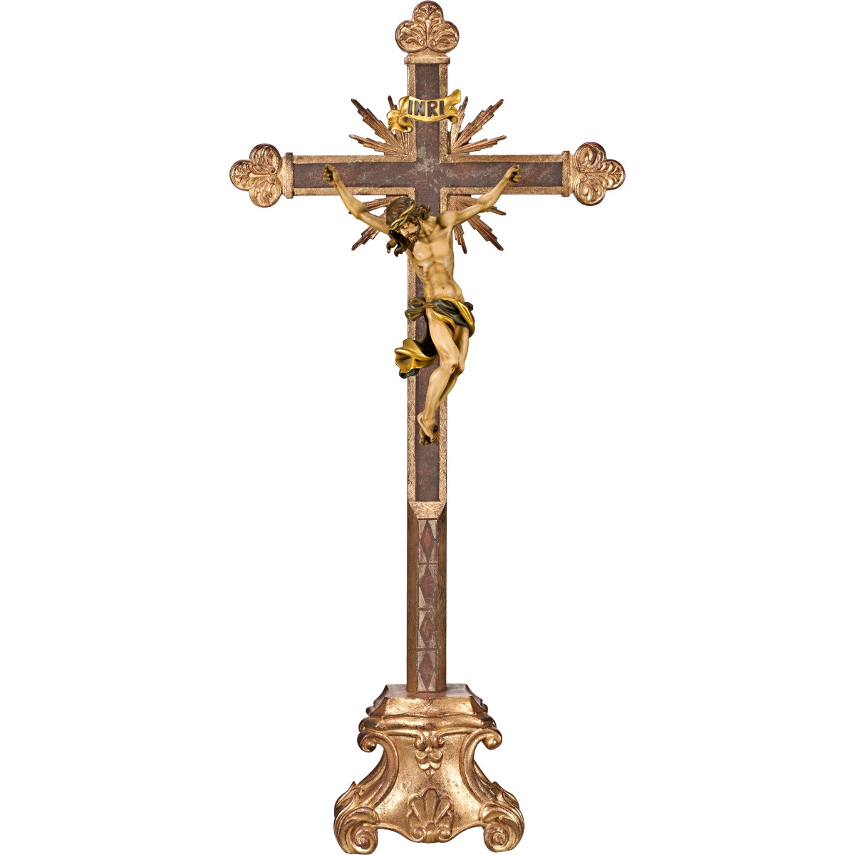 Corpus Baroque on cross baroque with rays on pedestal