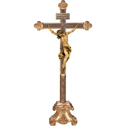 Corpus Baroque on cross baroque on pedestal with Titulus Crucis in hebrew - latin - greek