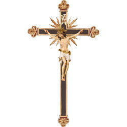 Cristo Pisa em cruz barroca com raios
