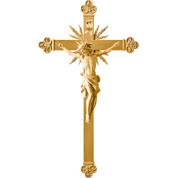 Cristo Pisa em cruz barroca com raios