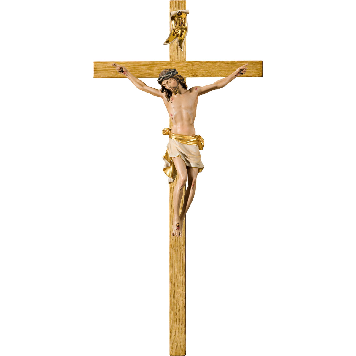 Cristo Pisa em cruz de carvalho