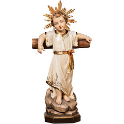 Jesus Child standing with cross and aureole