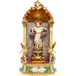 Jesuskind stehend mit Kreuz und Gloriose - Hausaltar Barock