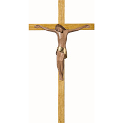 Cristo moderno ROMA em cruz de carvalho