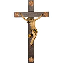 Cristo Barocco su croce Legno vecchio con Evangelisti