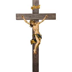 Cristo Barocco su croce Legno vecchio