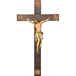 Cristo Pisa em cruz Madeira velha com Evangelistas
