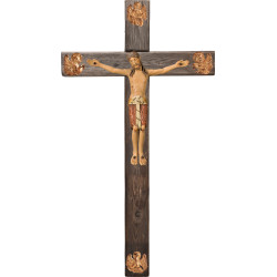 Cristo Romanico su croce Legno vecchio con Evangelisti